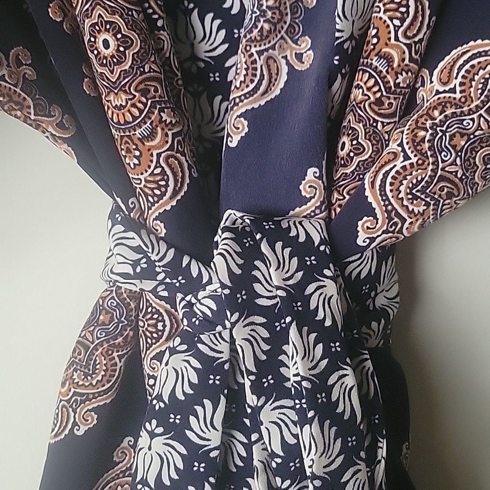 NEW Kimono XS Hippy Patchwork Floral Tunic Boho Wrap Top LagenLook Paisley Belt - Picture 7 of 13